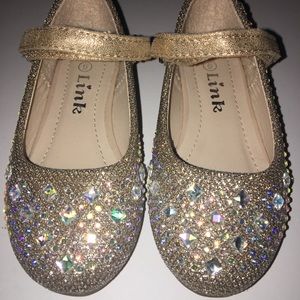 Link Girls Gold Gemstone Fashion Dress Shoes